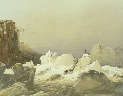 Traîneau sur glace accidentée, avril 1853, gravé par William Simpson, publié par Ackermann und Co., 1854 - Samuel Gurney Cresswell